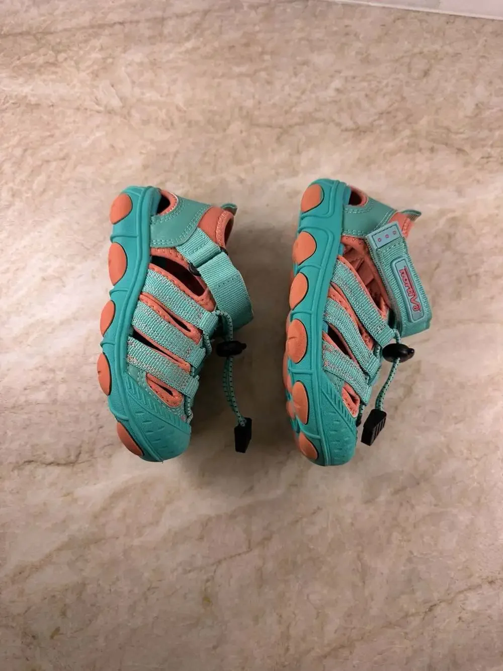 NORTIV 8 Kids Closed Toe Outdoor Sandals Youth 9 Aqua Coral Water Shoes Trail